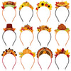Riceshoot 36 Pcs Thanksgiving Headband Turkey Headband Happy Thanksgiving Party Head Bopper Headwear Felt Pumpkin Maple Leaf Hai