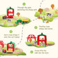 Giant Bean Wooden Farm Train Set - 42PCS Battery Operated Railway Track with Bridge & Animals, 5"x5"x3", Multi Color, Model GA20087