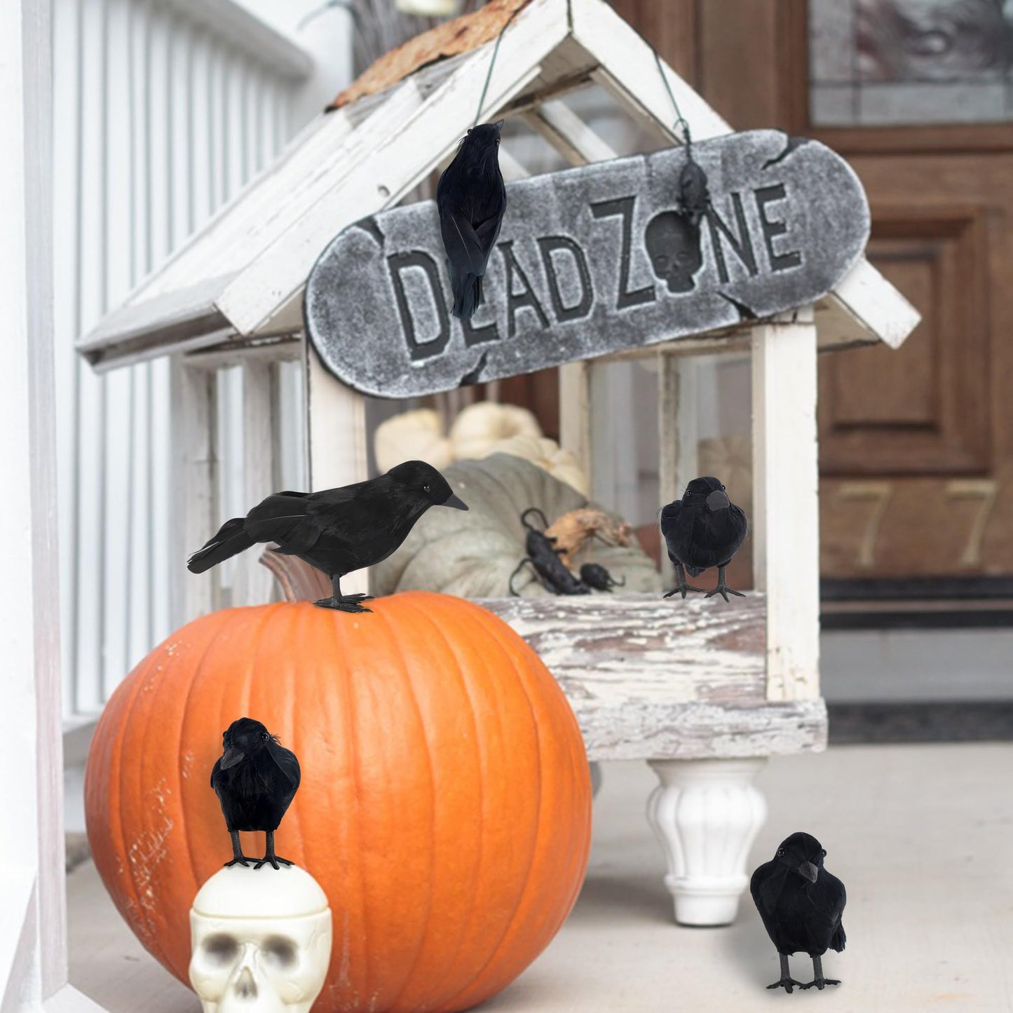 ATDAWN Halloween Birds  Black Feathered Crows  Realistic Looking Halloween Birds Decoration Birds  6.2 (12)