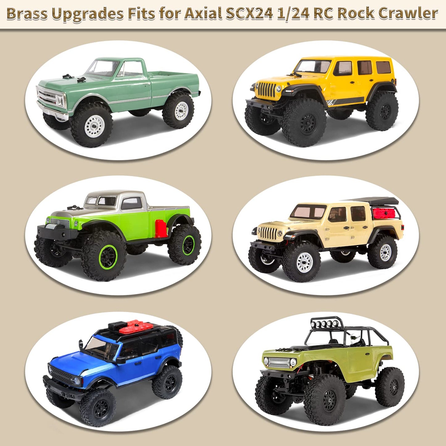 Hobbypark Frame Brass Side Bars, Brass Diff Covers Weight For Axial Scx24 Upgrades 1/24 Rc Crawler Car Scx24 Deadbolt Chevrolet