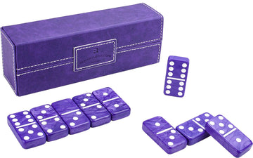 Vovotuzzi Dominos Set For Adults - Double 6 Dominos - Dominoes Set For Kids And Adults - 28 Marbleized Purple Jumbo Domino, Clas