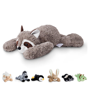 Niuniu Daddy 20'' | 3.3 Pound Weighted Stuffed Animals For Kids, Fluffy Raccoon Sensory Plush Animal Toy For Sleeping Hugging, C