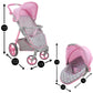 509 Crew: Cotton Candy Pink: Doll Travel System - Pink, Grey, Polka Dot -For Dolls Up To 18', Foldable, Retractable Canopy, Kids Pretend Play, Ages 3+