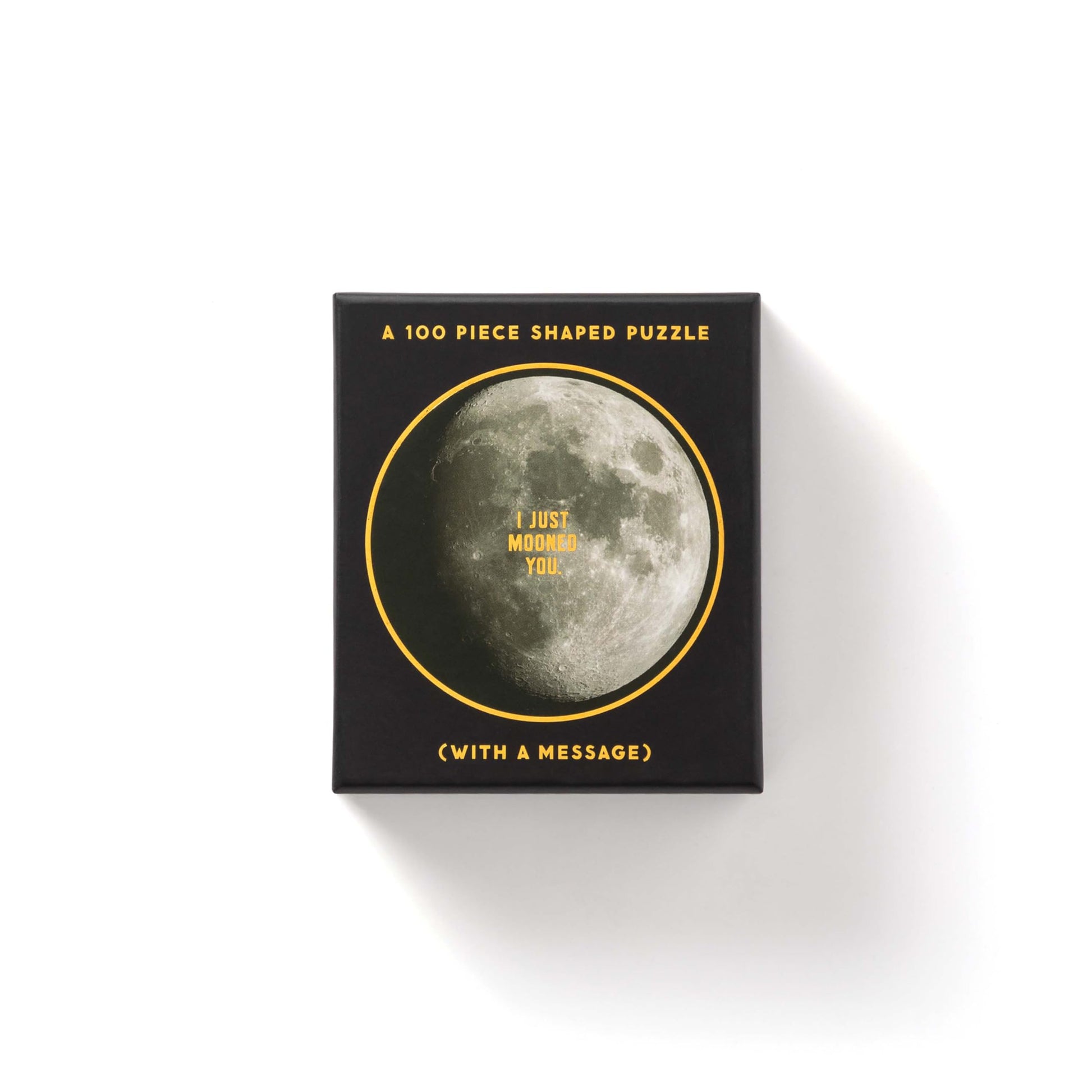 Brass Monkey I Just Mooned You 100-Piece Mini Jigsaw Puzzle, 7.25    Diameter - Circle Puzzle with Gold Foil Accents - Ready to 