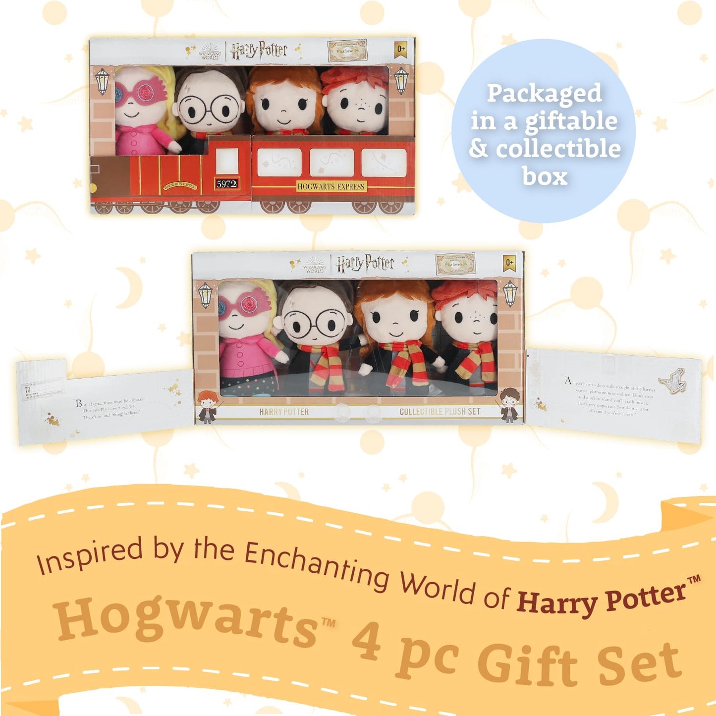 Harry Potter Toys Ron Weasley Hermione Granger Luna Lovegood, Hogwarts Harry Potter Plush Set, Harry Potter Stuffed Animal Collection Kids Preferred