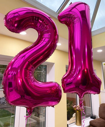 40 Inch Hot Pink 21 Number Balloons Giant Jumbo Huge 12 Or 21 Foil Mylar Helium Number Balloons Dark Pink Birthday Mylar Digital