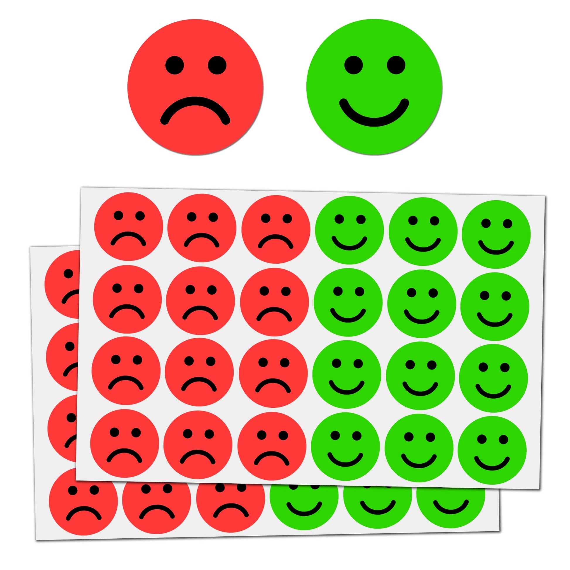 600 Pack - Happy/Sad Smile Face Behavior Emotion Stickers - Red/Green, 1