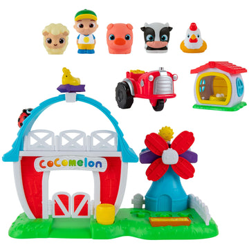 Cocomelon Petting Farm Playset - Features A Farmer Figure Jj, Barn Animals, Barn Facade With Windmill, Hen House, Tractor - Sounds And Phrases - Musical -Toys For Kids, Toddlers, And Preschoolers