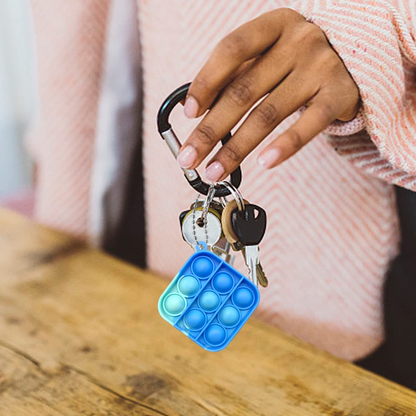 Lahand 50Pcs Mini Pop Keychain Simple Silicone Stress Relief Fidget Hand Toys Push Bubble Wrap Pop Toys Anxiety Stress Reliever