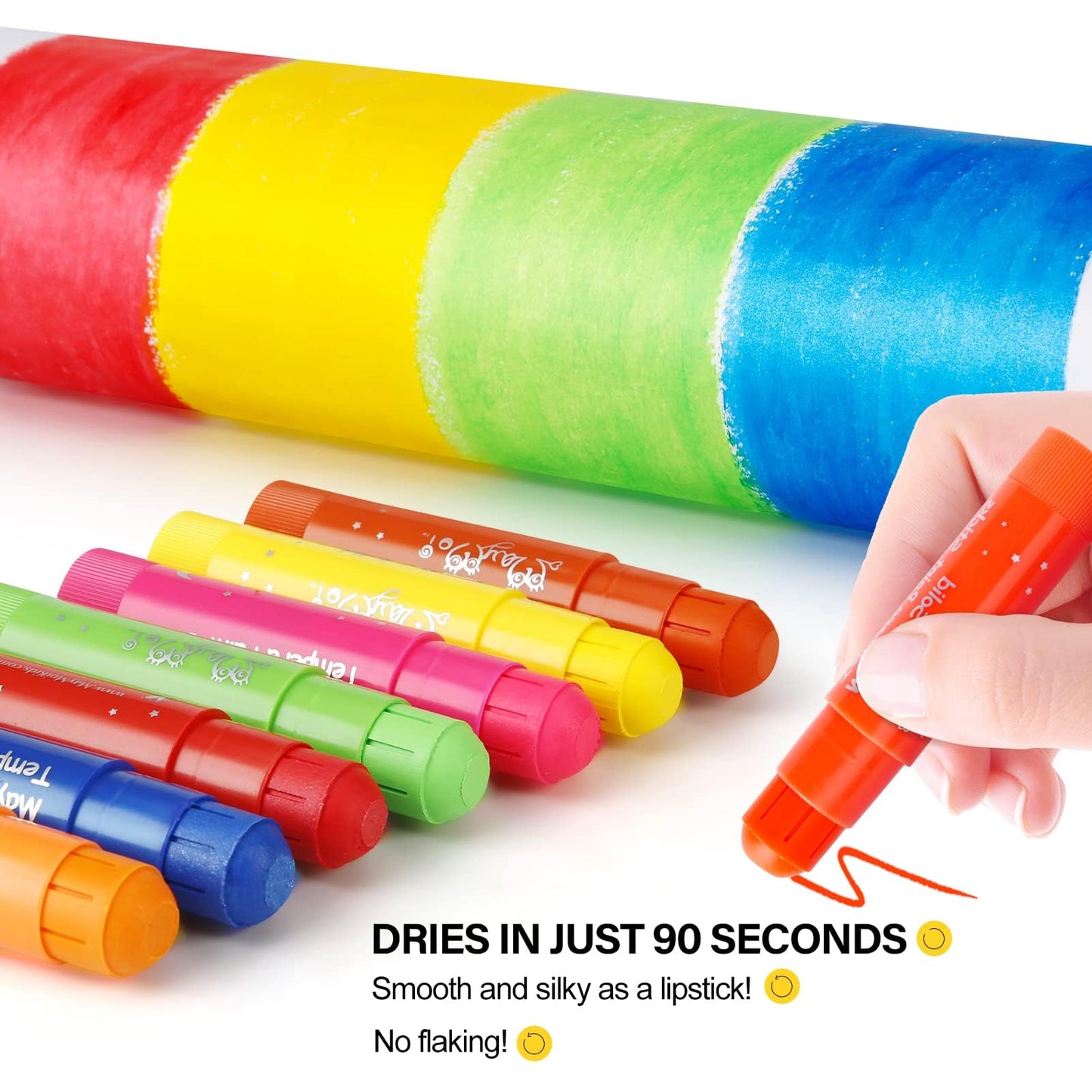 Maymoi Tempera Paint Sticks, Bright Colors Tempera Paint Sticks Quick Drying, Easy To Color And Washable Paint Crayons For Kids