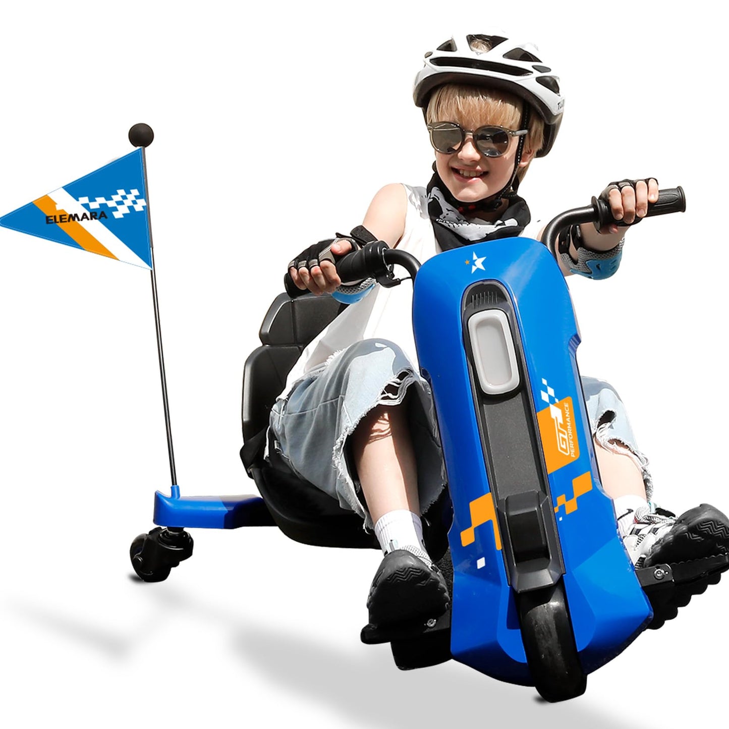 ELEMARA Drift Kart with Stepless Speed,12V Drifting Go Karts for Kids with Adjustable Seat,5 MPH Kids Go Kart with Music,Bluetoo
