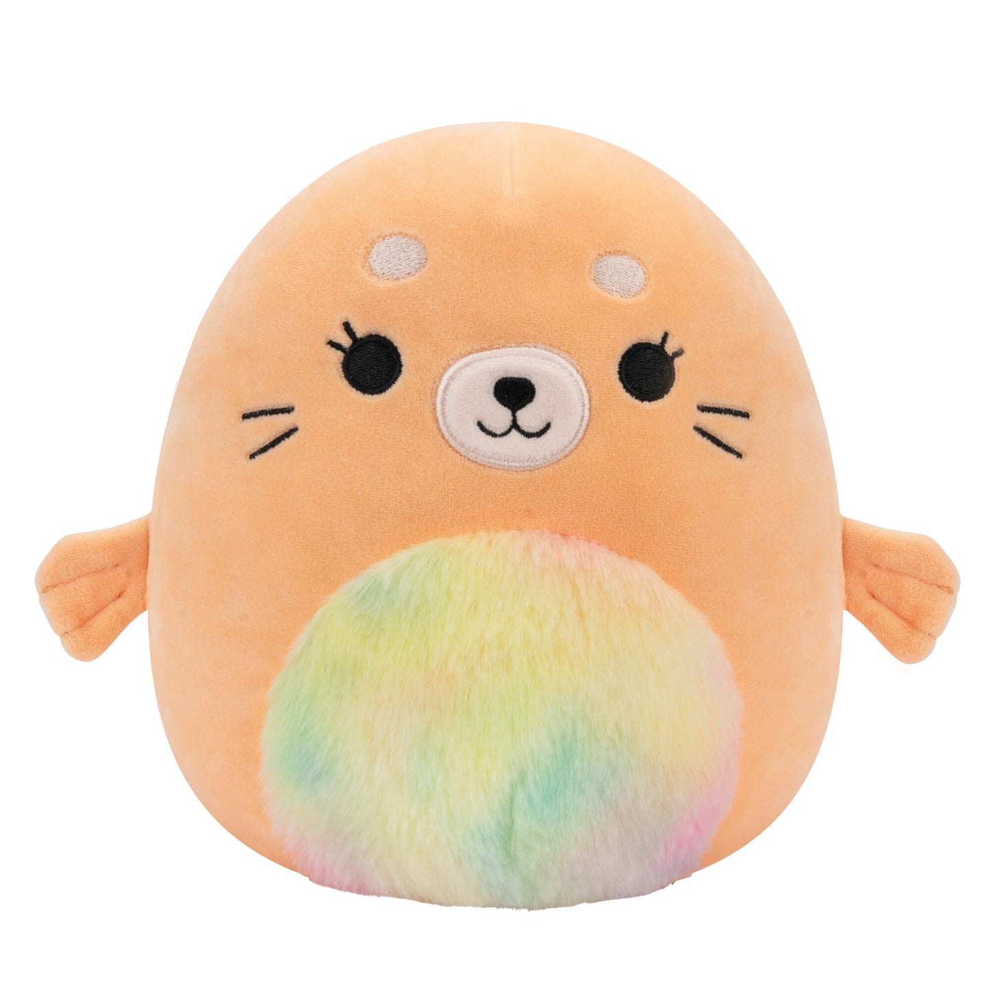 Squishmallows Original 8-Inch Romy Peach Seal Plush - Tie-Dye Belly, Soft Polyester Toy, Model SQCR05539