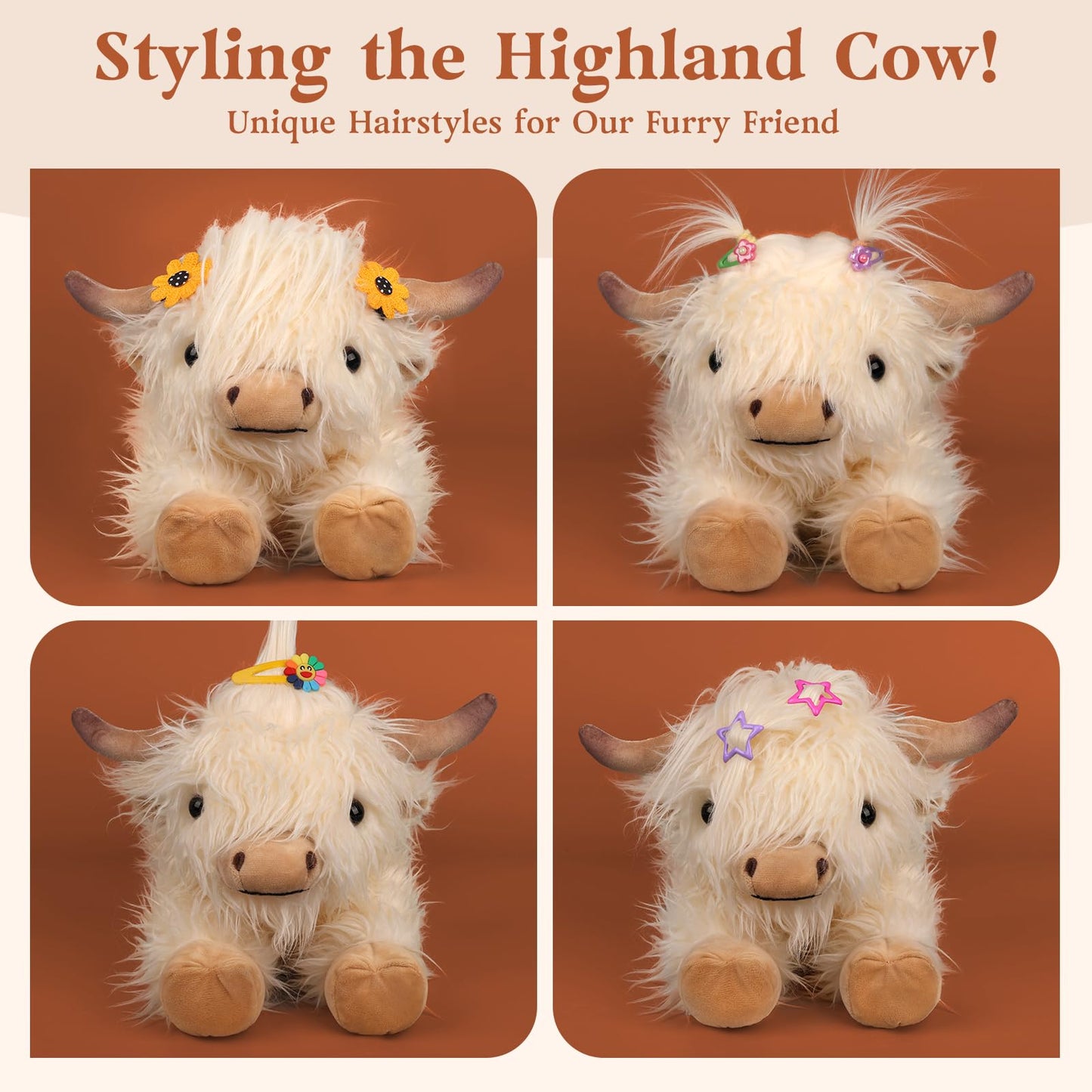 Highland Cow Stuffed Animals  Microwavable Stuffed Animal Adorable Fluffy Highland Cow Plush for Warmth Comfort  Heatable Coolable Lavender Scent Toy  Cute Soft Plushies Gift for Kid Boy Girl & mature-themed