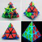 Pyramid Cube Speed Cube Glow In Dark Magic Speed Cube 3-D Brain Teasers Iq Puzzles For Kids And Adults (Blue Fluorescent)