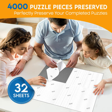 Nariolar Ultra Adhesion Puzzle Glue Sheets, 32 Puzzle Saver Sheets Preserves 4  1000 Pieces Jigsaw Puzzle, Puzzle Saver For Easy
