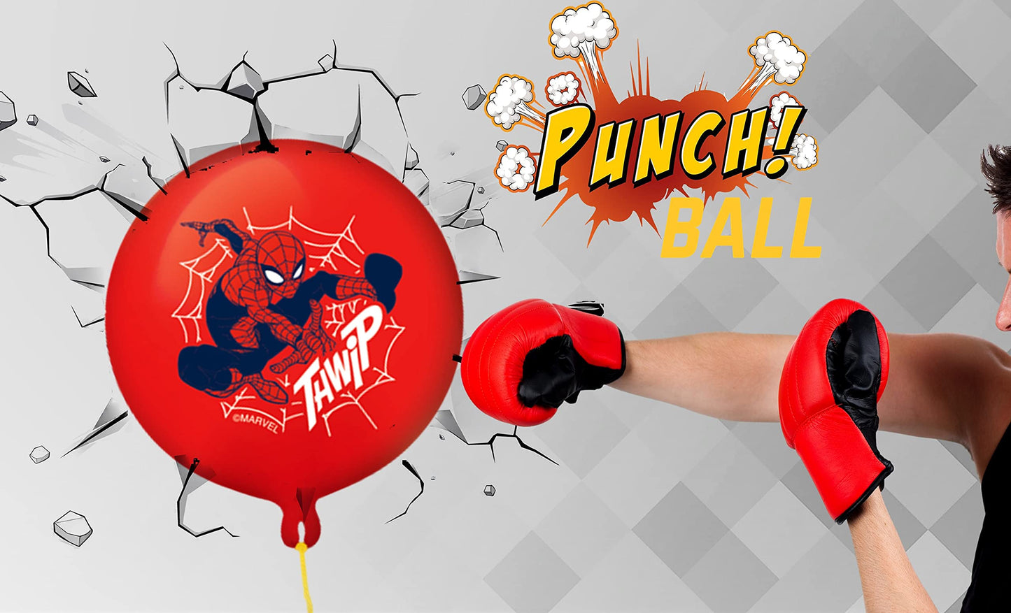 JA-RU Punch Balloons for Kids - 1 Pack of 2 Inflatable Rubber Toys, Marvel Avengers & Spiderman, Fun Birthday Decorations, Punch Balloon