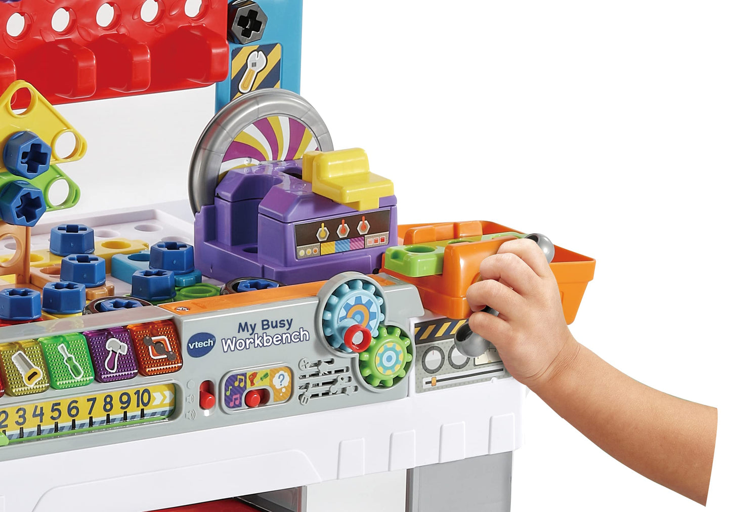 VTech My Busy Workbench, Interactive Toddler Toy, Pretend Play Tools, 100+ Pieces, Lights, Music & Sounds, Kids Gifts 3, 4, 5 +