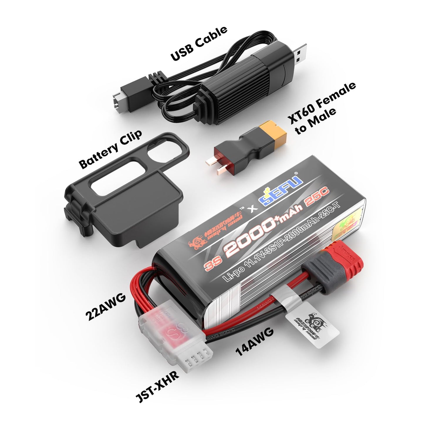 Hyper Go Angry Snail 3S2000 Rc Car Upgrade Accessories 3S 11.1V 2000 Mah 25C Lipo Battery, Spare Parts Rc Battery All 1/14, 1/16