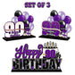 LINGTEER 90th Birthday Purple Acrylic Table Topper Centerpieces - Cheers to Ninety Years Old Party Decorations