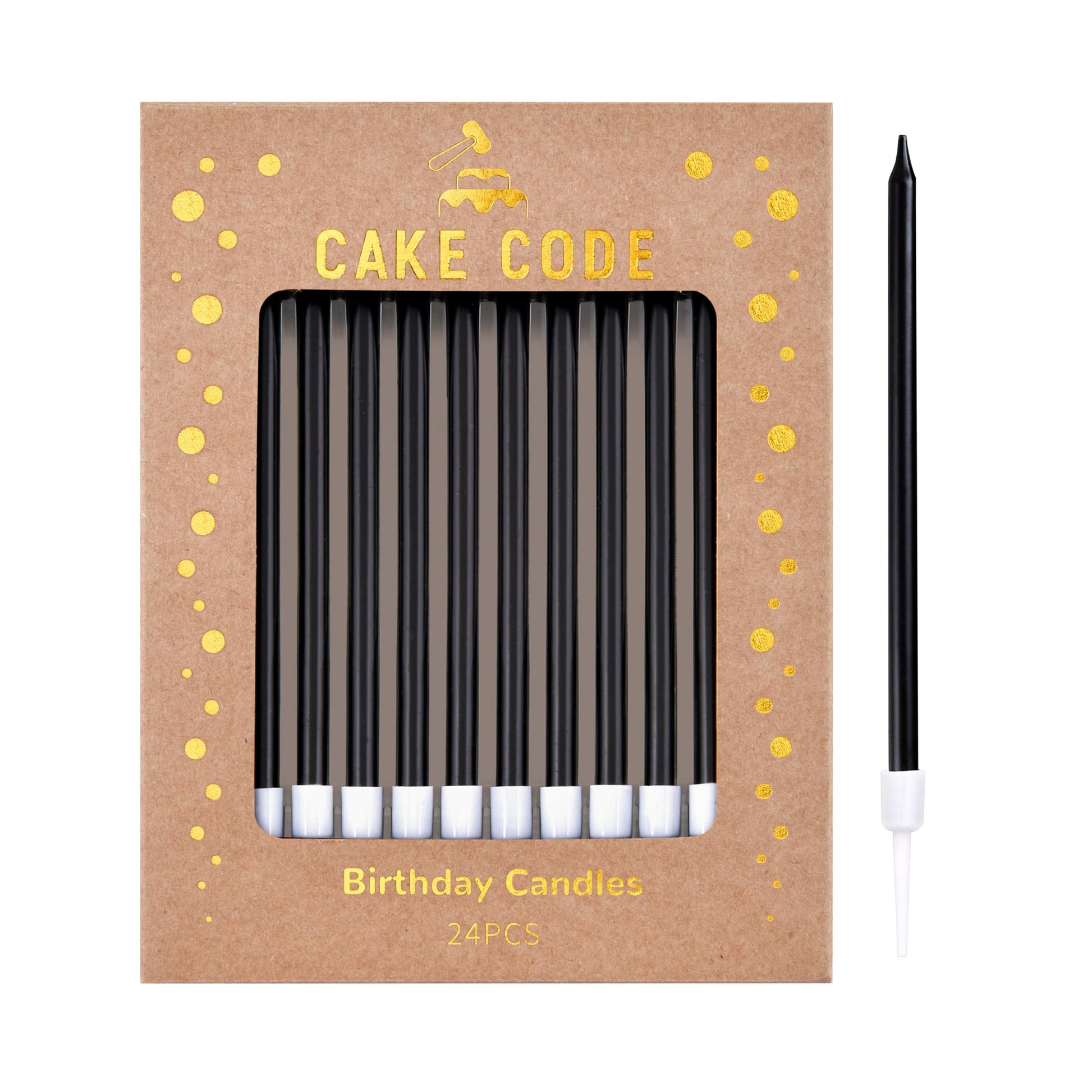 CAKE CODE 24-Count Black Long Thin Birthday Candles, Cake Candles, Birthday Parties, Wedding Decorations, Party Candles