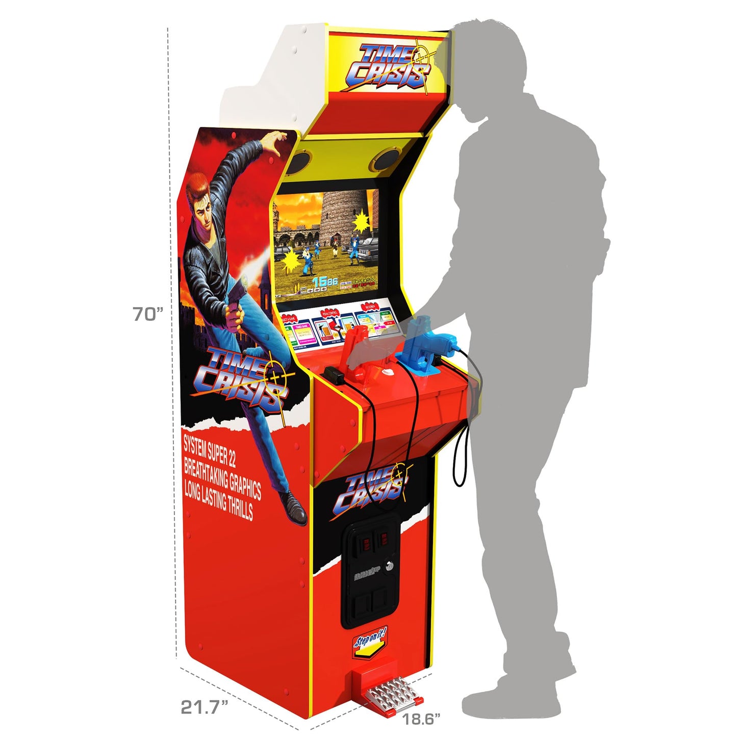 Arcade1Up 17'' Time Crisis Arcade Game Machine, Lcd Screen Multiplayer W/ Stand Up Cabinet