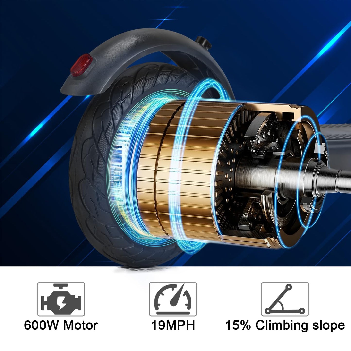 Electric Scooter 10'' Solid Tires 600W Peak Motor Up To 20Miles Range And 19Mph Speed For Adults - Portable Folding Commuting Sc