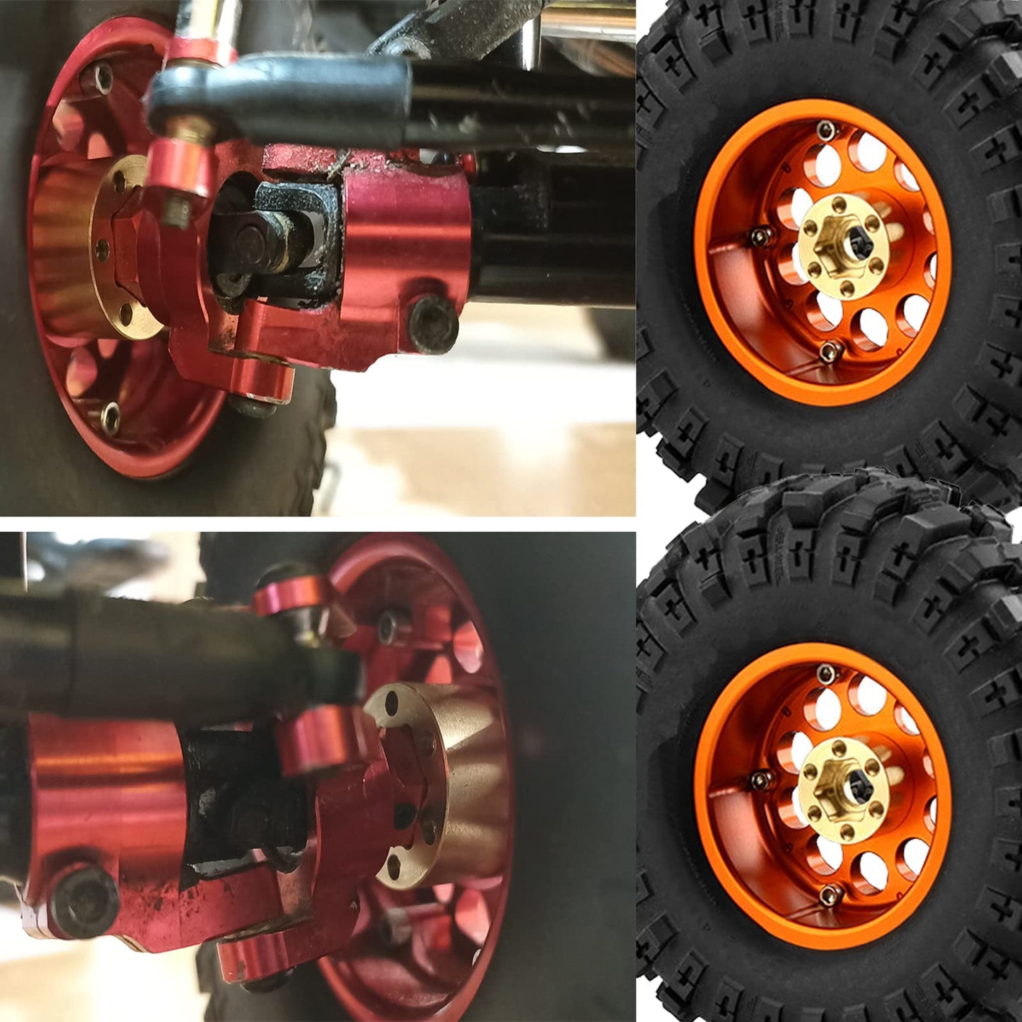 AMOGOT 4Pcs Brass Weights RC 12mm Hex Wheel Hub Adapters for 1.9/2.2inch Beadlock Wheel Rim Widen Adapter Axial Scx10 90046 Trx4