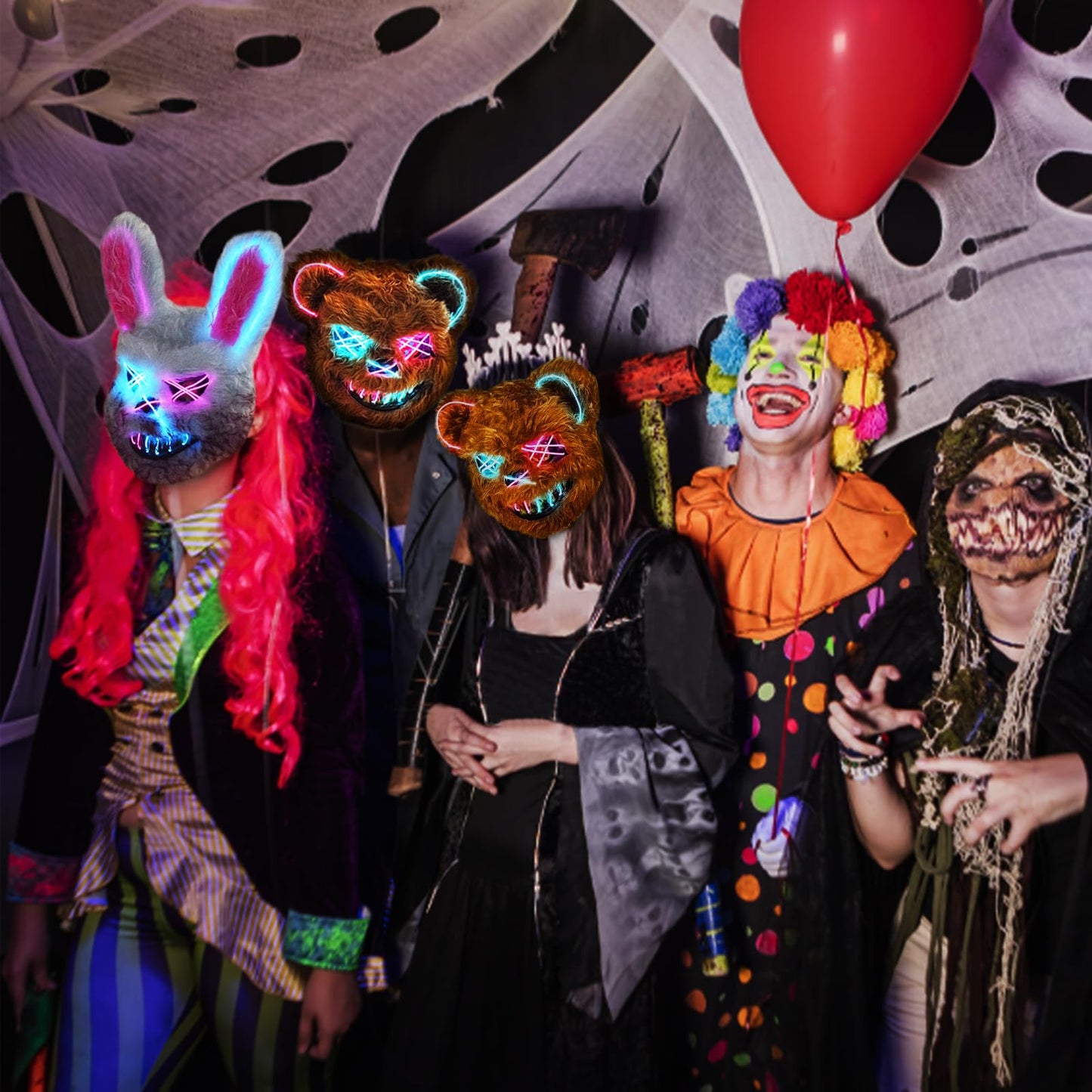 ZONESTA Bear Mask Halloween Costume,Animal Mask Scary Mask Bloody Plush Mask Creepy Masks Dress Up for Halloween Cosplay Party