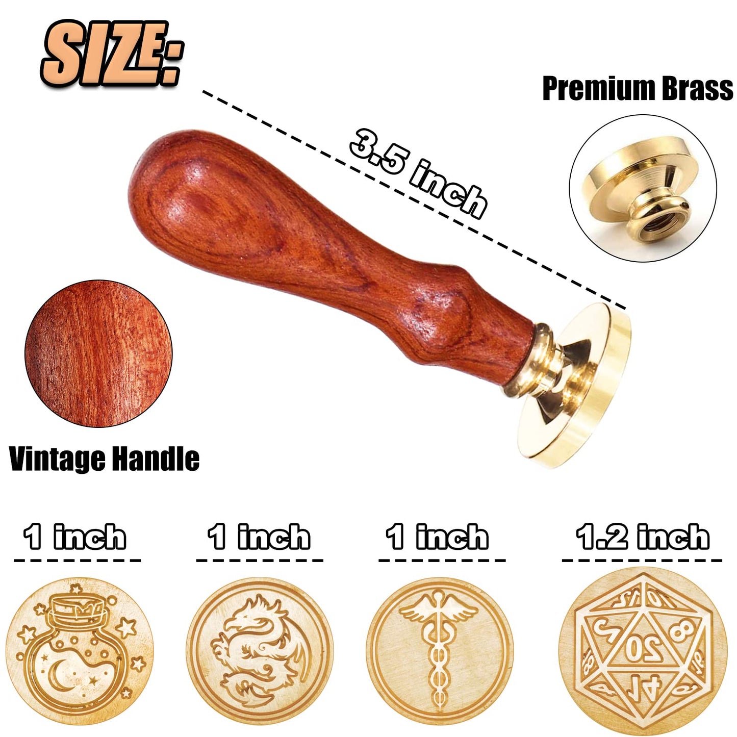 DND Wax Seal Stamp, Ideal Gift for Dungeons and Dragons/D&D Envelope Scroll. Fantasy Wax Seal Kit with Dragon/D20 Dice/Magic Pot