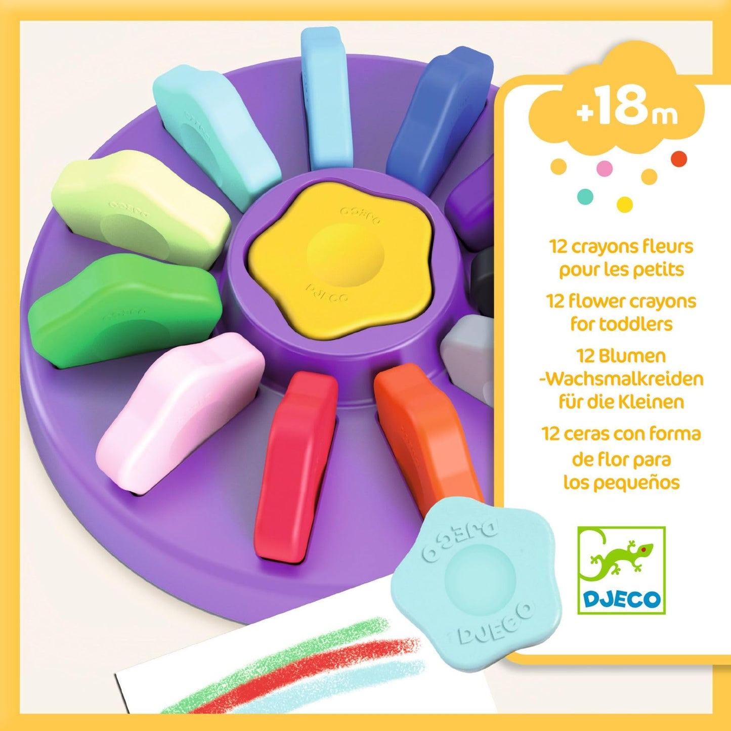 Djeco Little Colors 12 Flower Shape (39005), Multicolor, Count (Pack of 1)