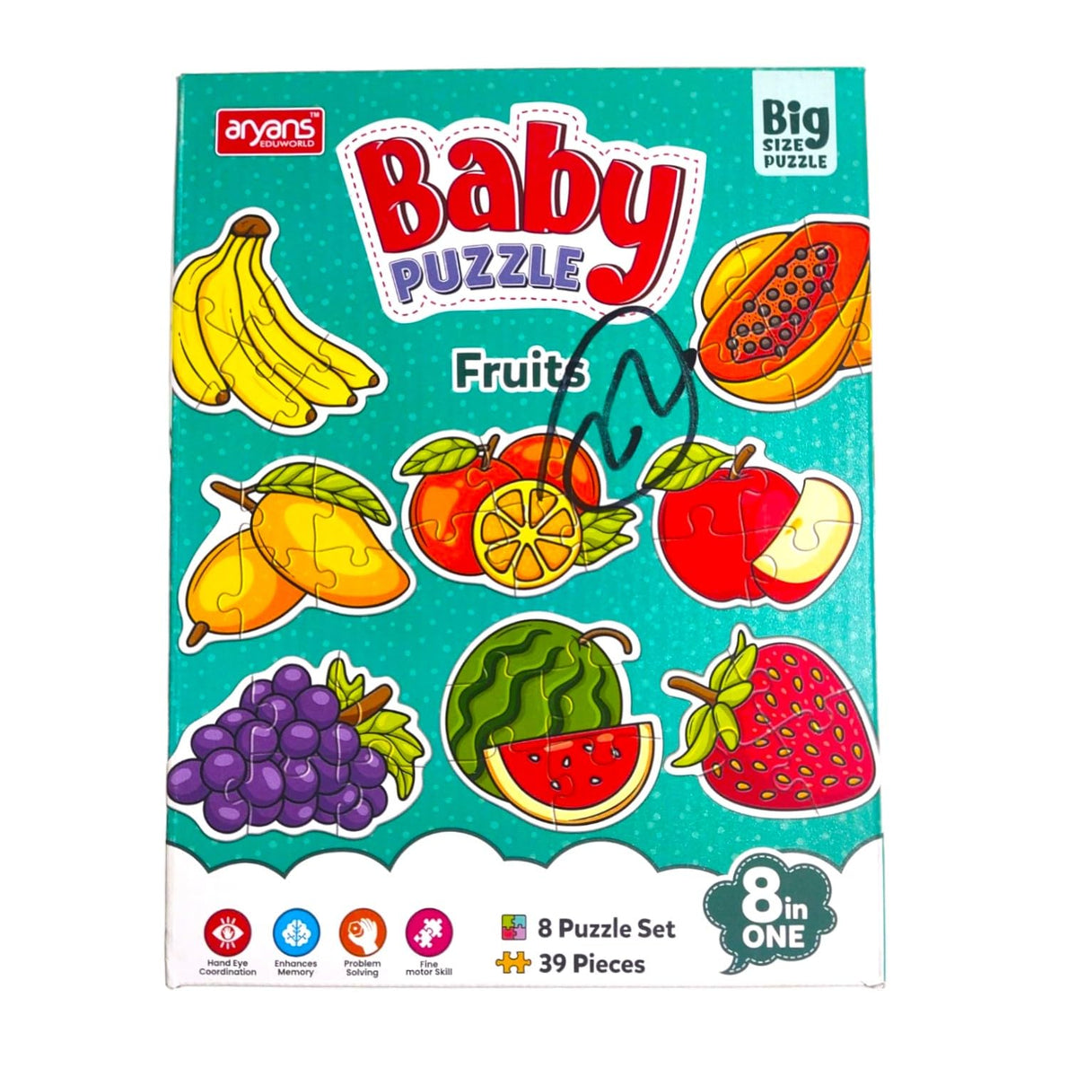 Kids Fruit Puzzle Set, 8 Puzzles, 39 Pieces Total, Educational Toy for Problem Solving and Fine Motor Skills
