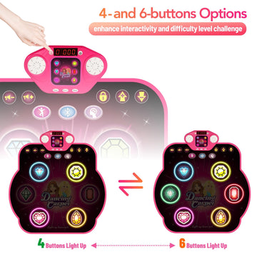 Dance Mat Toys For 3-12 Year Old Kids, 6 Button Kids Dance Mat Bluetooth Dance Pad, Light-Up 6 Game Modes Dance Mat For Kids, Xm