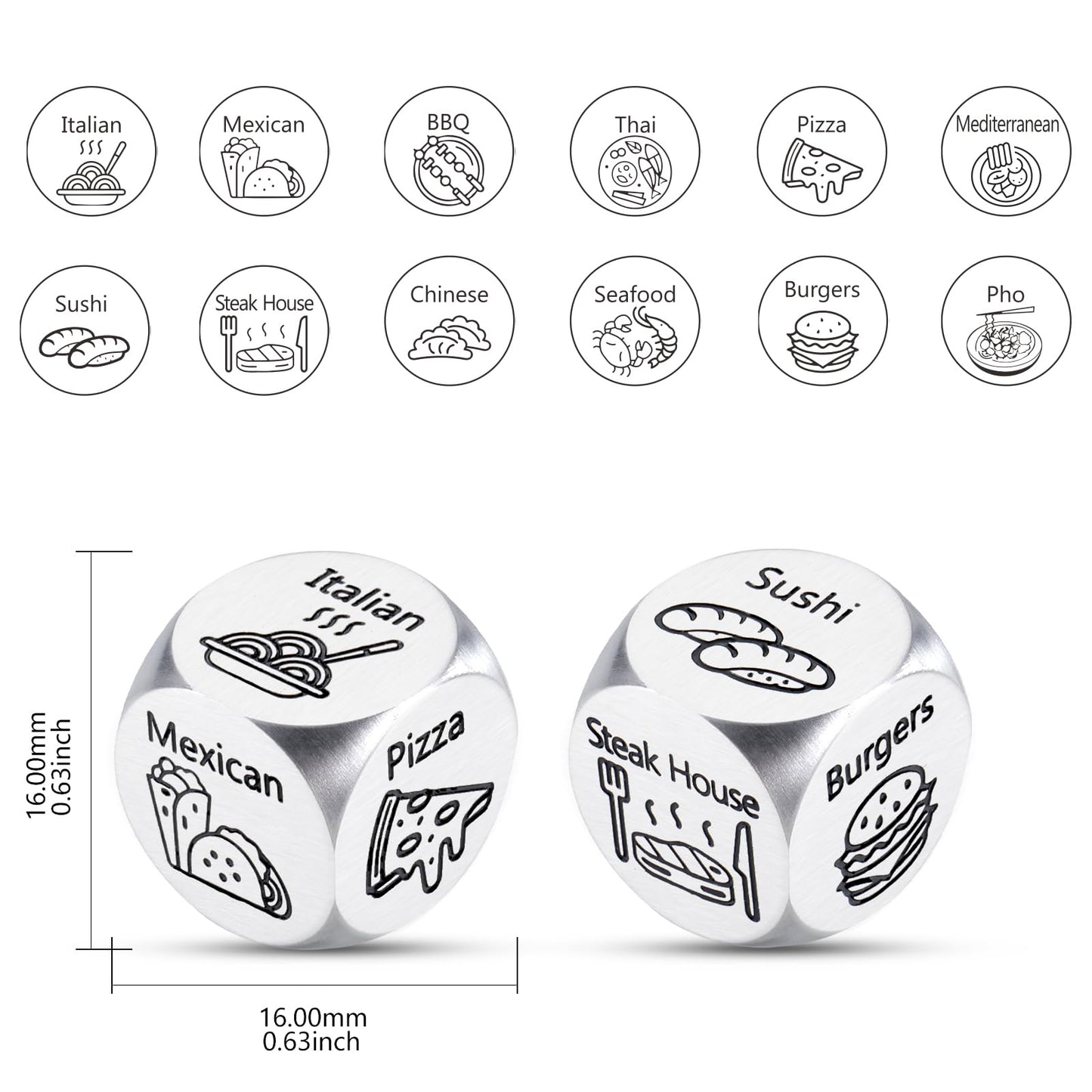 Date Night Ideas Food Dice Gifts for Boyfriend Girlfriend Couples Christmas Stocking Stuffers for Adults Valentines Day 1 Year A