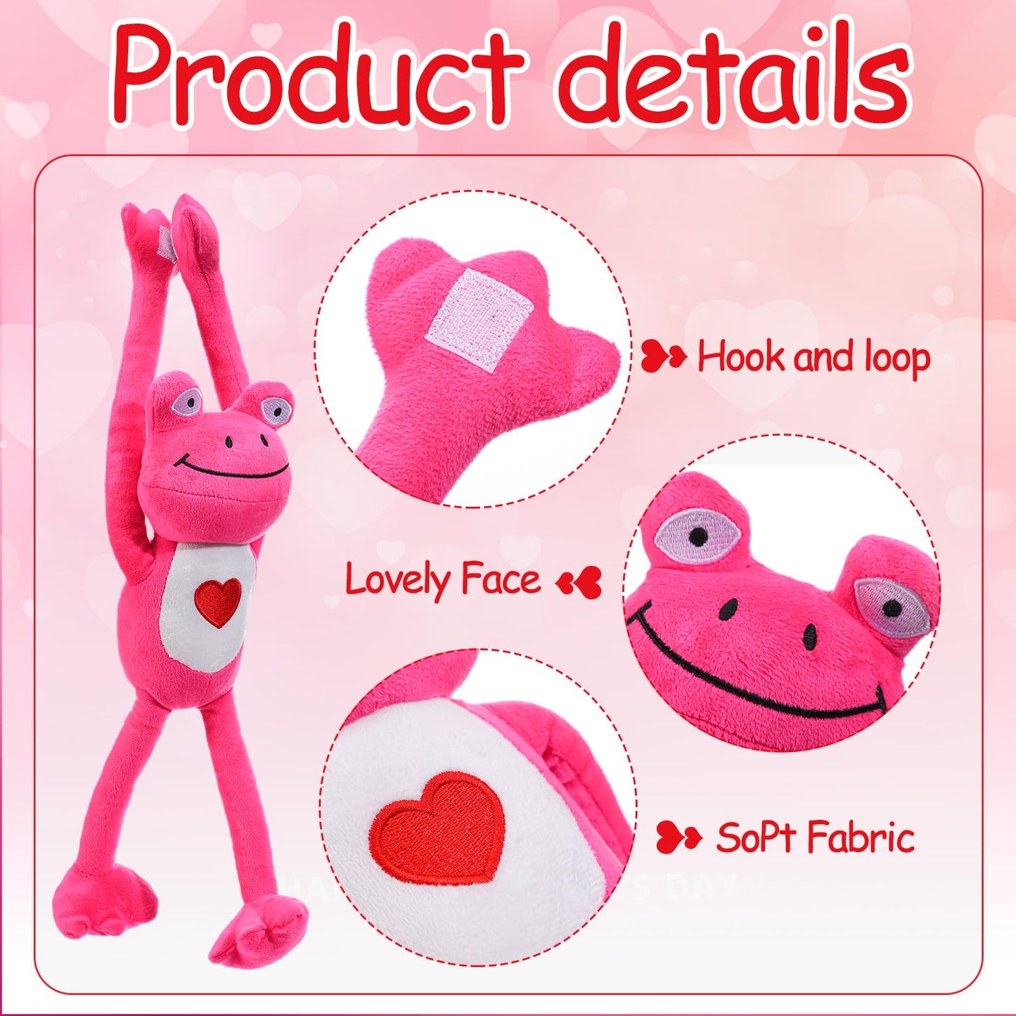 Blueweenly 10 Pack Valentines Day Bulk Hanging Animal for Kids 19.7 Inch Plush Stuffed Cute Plush Doll with Hand Soft Romantic