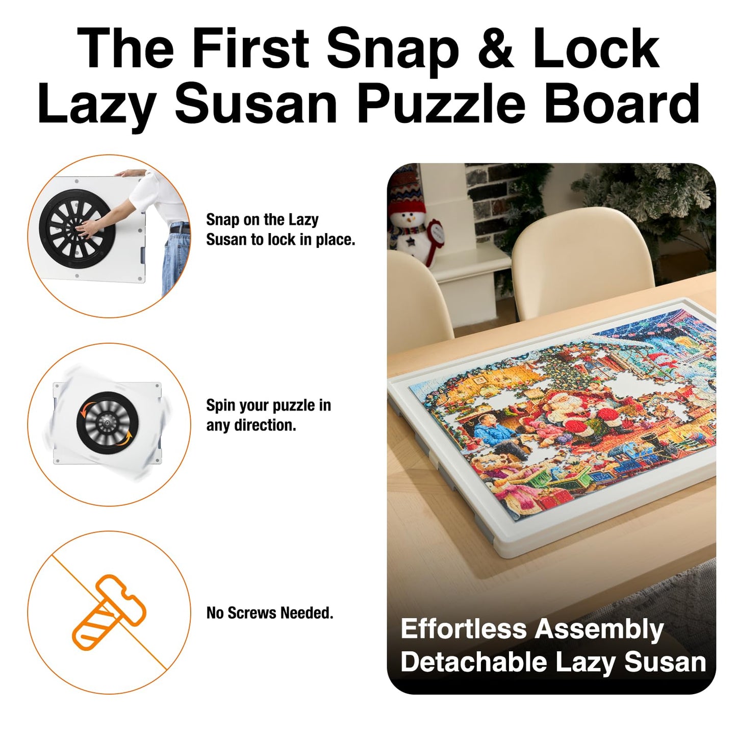 Welgee Rotating Puzzle Board With Drawers 1000 Pieces,Upgraded Lazy Susan Spinning Jigsaw Puzzle Organizer Table (31''X 23'') Wi