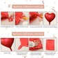 Rose Gold And Pink Heart Balloons, 18 Inch Hot Pink Heart Shape Balloons Foil, 10 Pcs Rose Gold Pink Heart Balloon For Girls Wom