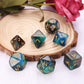 Glitter Blue Green Brown Mixed Colour Dice Set, Polyhedral Dice Set Filled with Shiny Glitters, Polyhedral DND Dice Set for Dung