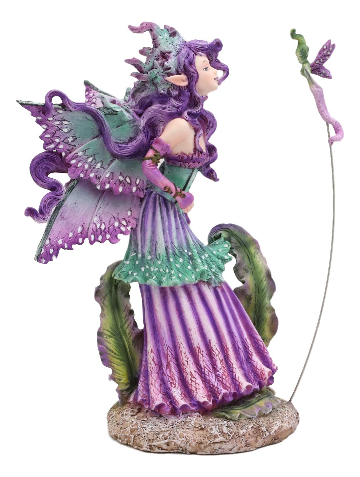 Ebros Amy Brown Pixie Gossip Enchanted Elf Fairy Fae Damsel With Indigo Purple Nymph Dragonfly Statue 7.5' Tall Fantasy Mythical Faery Garden Magic Collectible Figurine Fairies Pixies Nymphs Decor