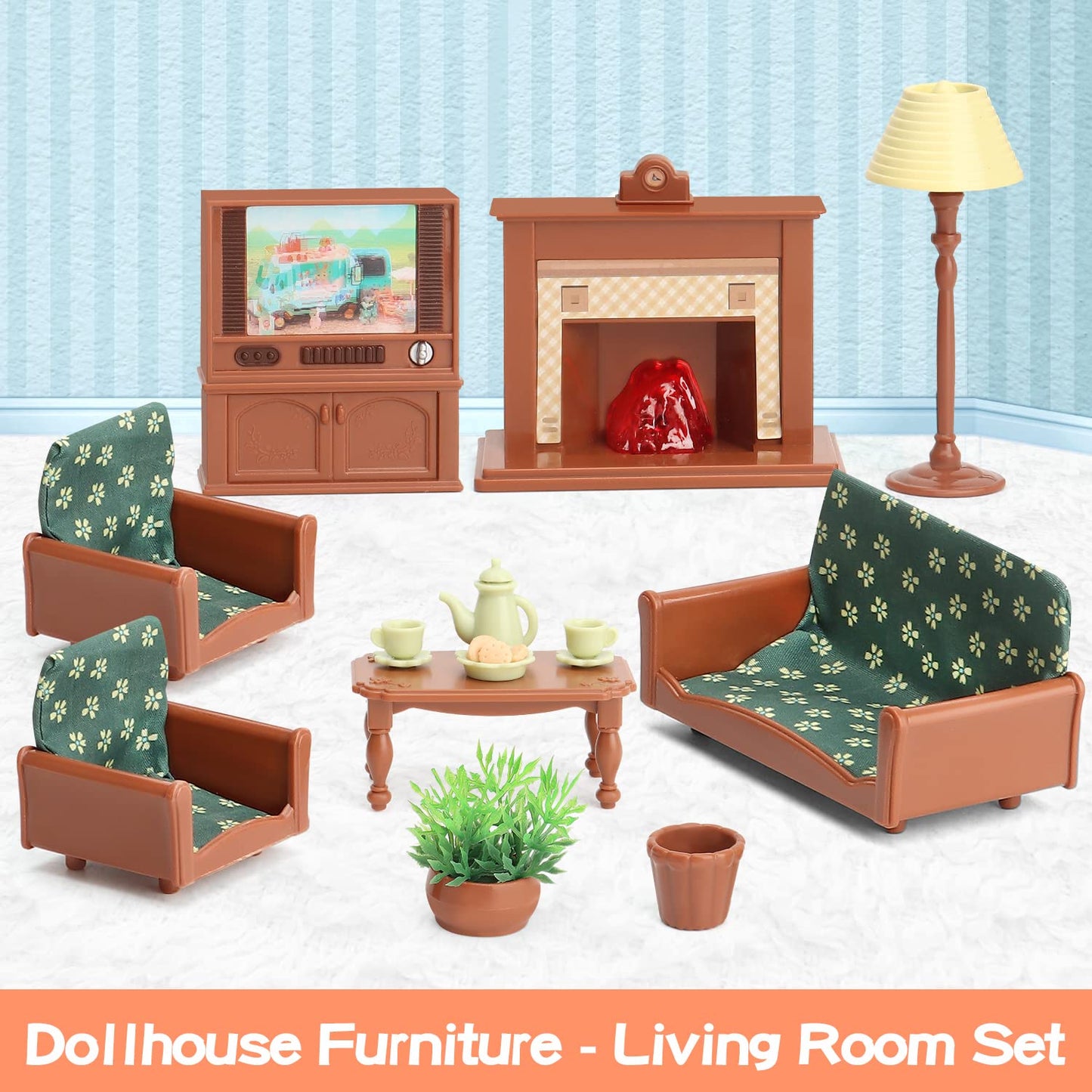 Dollhouse Furniture Set For Kids Toys Miniature Doll House Accessories Pretend Play Toys For Boys Girls & Toddlers Age 3+ With Living Room
