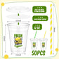 Domensi 50 Sets Lemon Disposable Plastic Cups 12 oz Lemonade Thick Clear Cups with Lids Straws Decoration for Iced Lemonade Juic