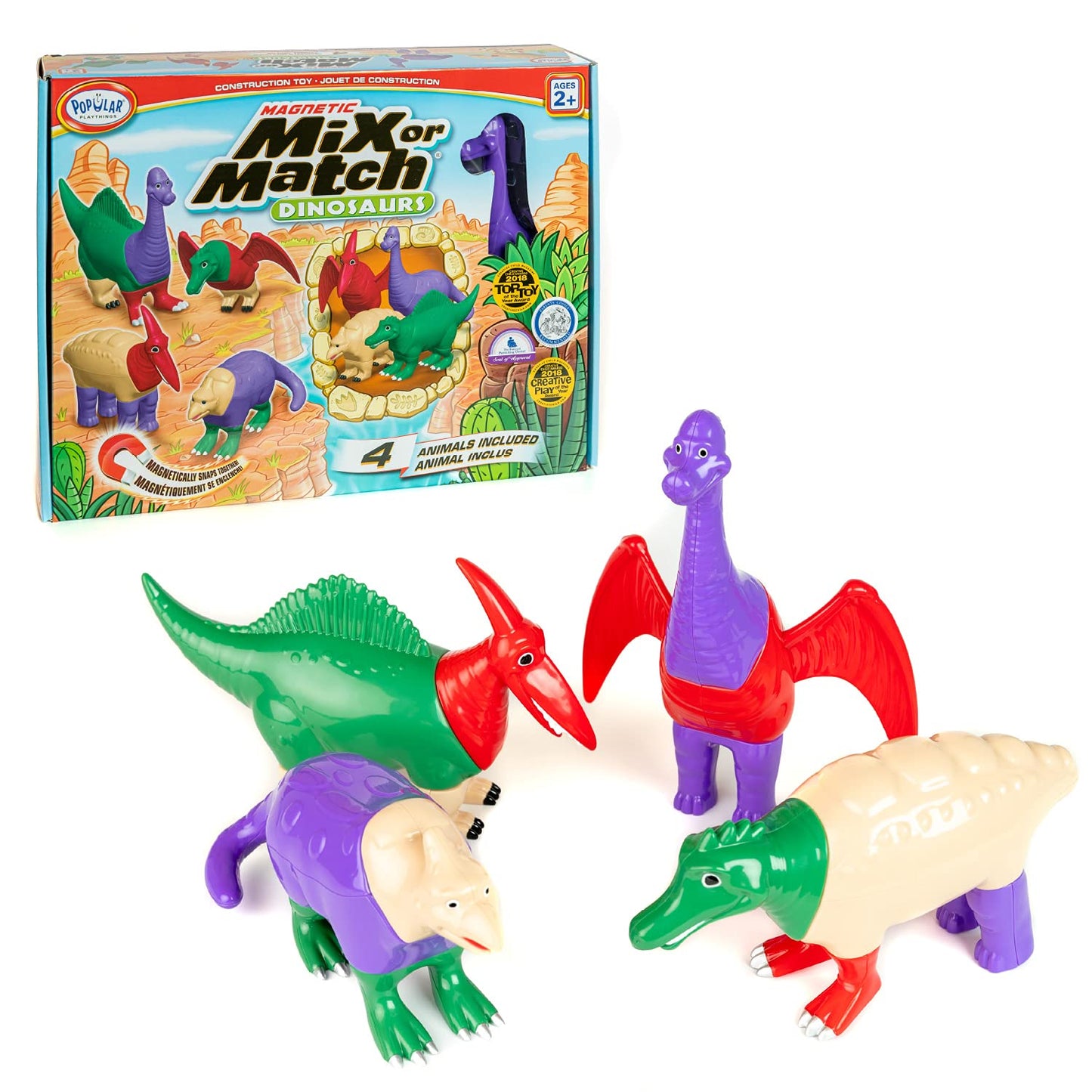 Magnetic Mix Or Match Dinosaurs Toy Play Set, 12 Pieces