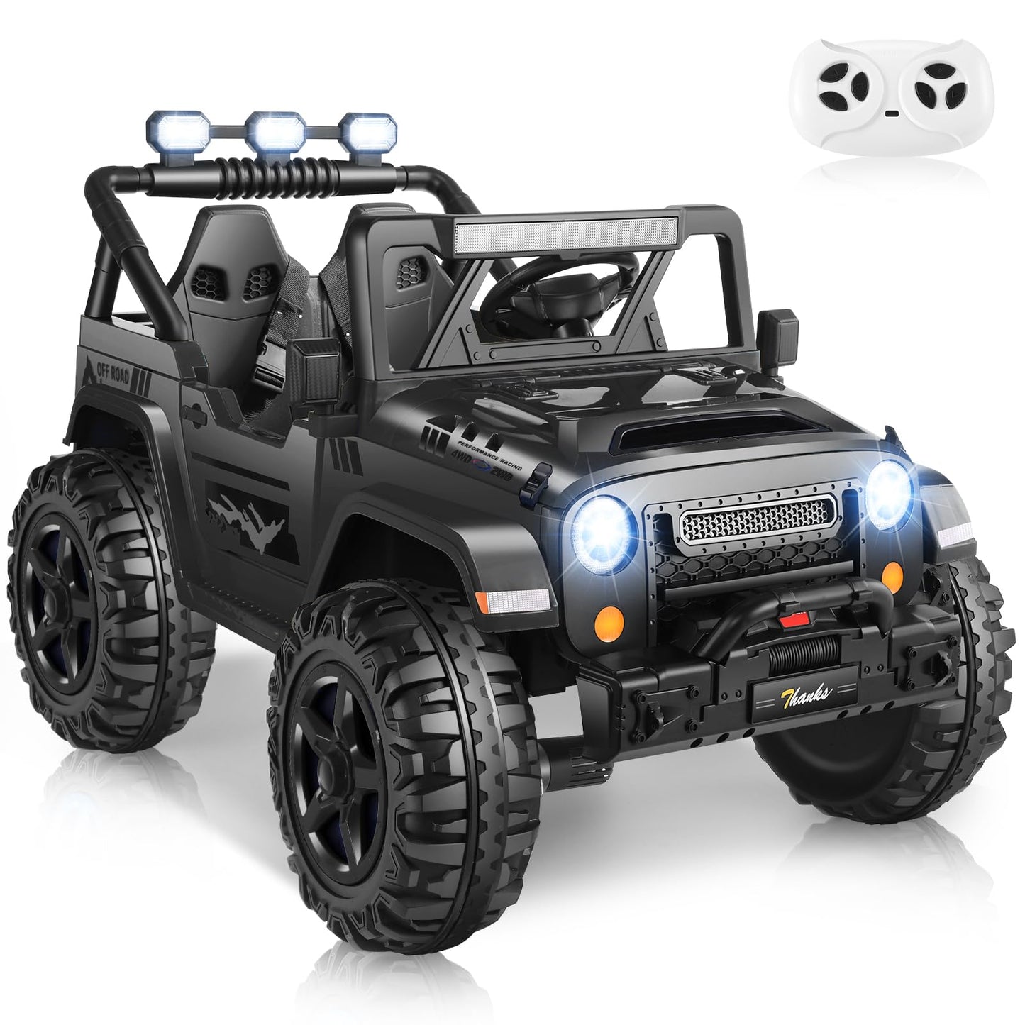 Hikole 24V Ride on Car with Remote Control, Kids 2 Seater Ride on Toys for Big Kids with 4WD 2WD Switchable, 20 Extra Wide Seat,