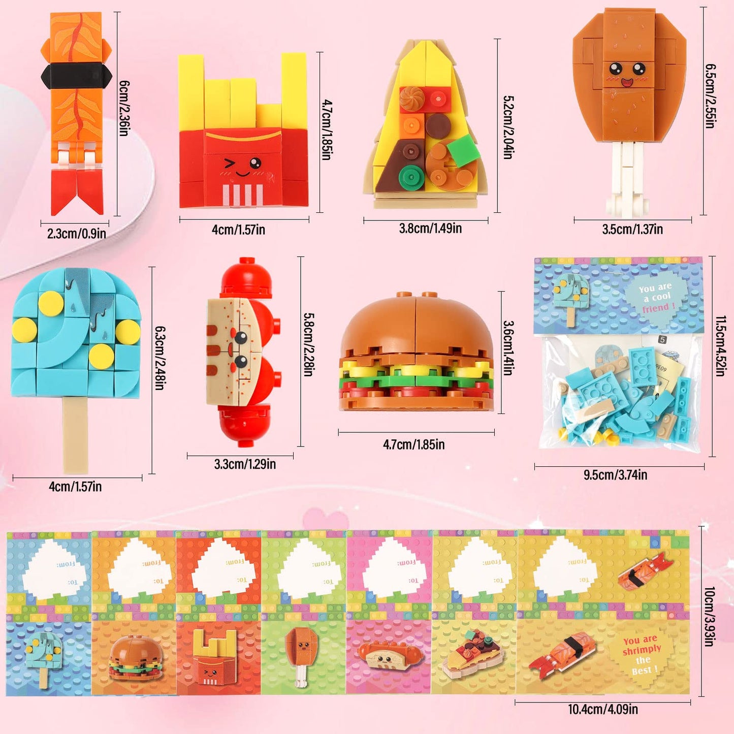 Valentine'S Day Cards For Kids Classroom - 28 Pcs Dessert Block Valentines Day Gifts For Kids, Valentine Cards With 7 Designs Bl