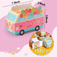 ANGOLIO 12Pcs Groovy Party Favor Boxes Groovy Hippie Peace Bus Centerpiece Birthday Party Decorations Peace Signs Daisies Rainbo