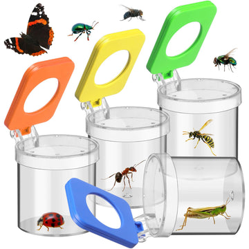 Halloscume 4 Pcs Insect Bug Viewer for Kids Magnifying Insect Box Bug Catcher Magnifier Container Critter Collection Kit Insect 