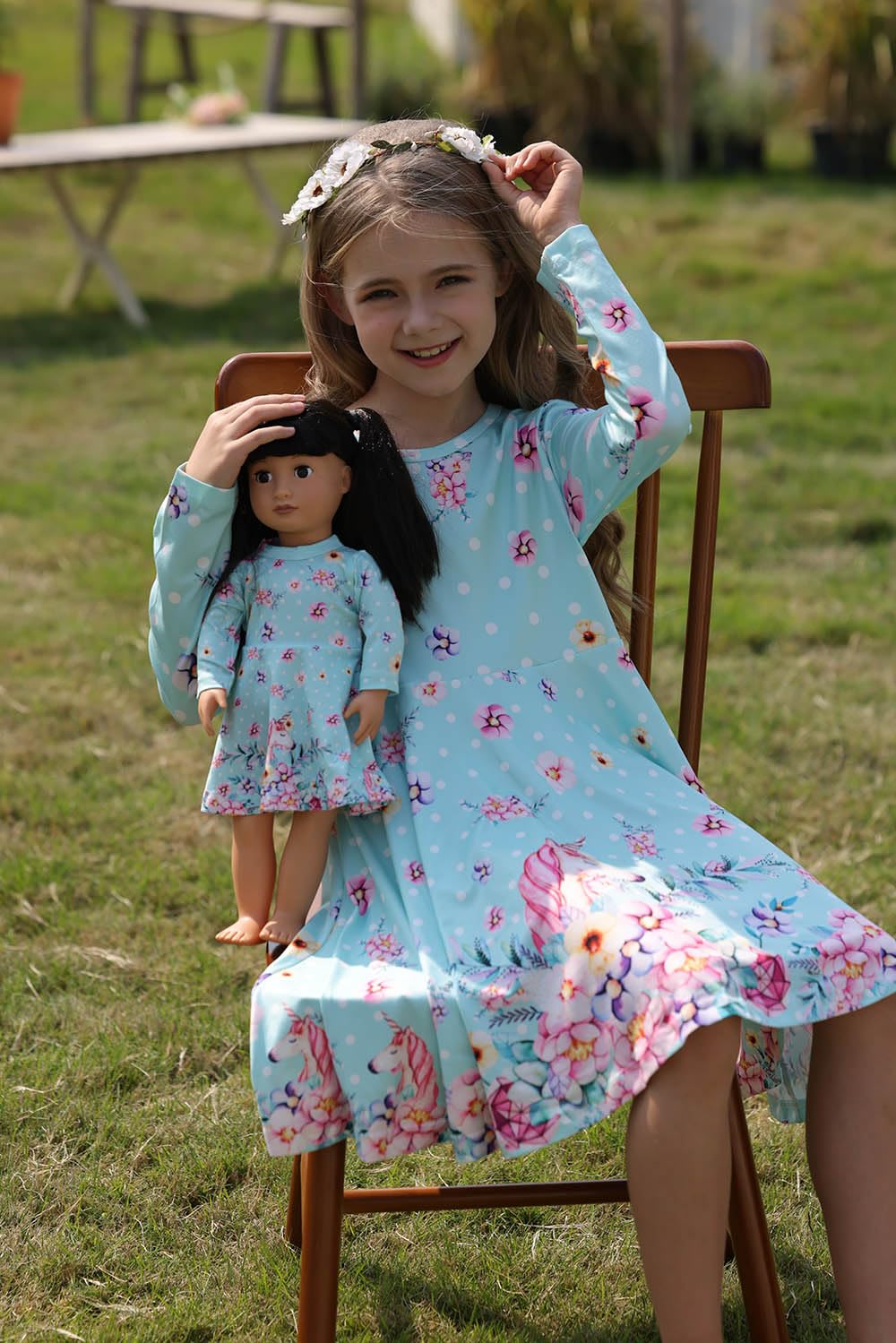 Bow Dream Cute Girl Dress And Matching American Girl Doll Clothes Accessories For Girls Dresses Size 110