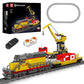 Mould King 12027 Diesel Locomotive Train Building Sets With A Semi-Trailers, Cranes, Remote/App Control Engineering Toy Kit, Scale Model With Trains Tracks For Adults Kids (1170 Pieces)
