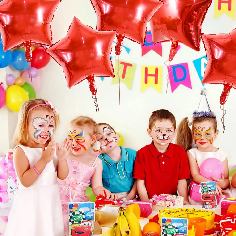 TONIFUL 30Pcs 18 Inch Large Red Star Shape Foil Balloons Big Red Stars Helium Mylar Ballons for Birthday Wedding Baby Shower Ann