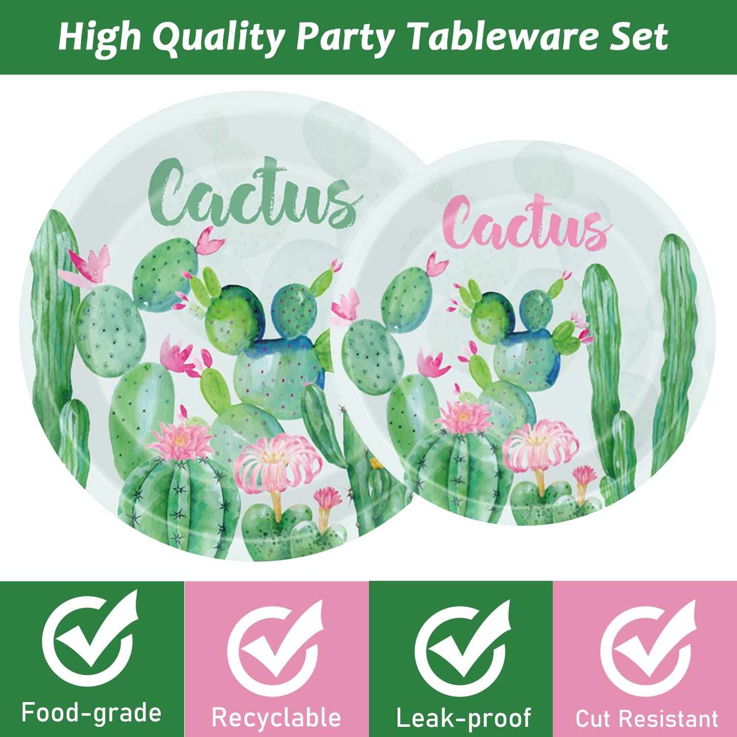 96 Pcs Cactus Plates And Napkins Party Supplies Boho Birthday Tableware Set Floral Cactus Party Decorations Favors For Watercolo