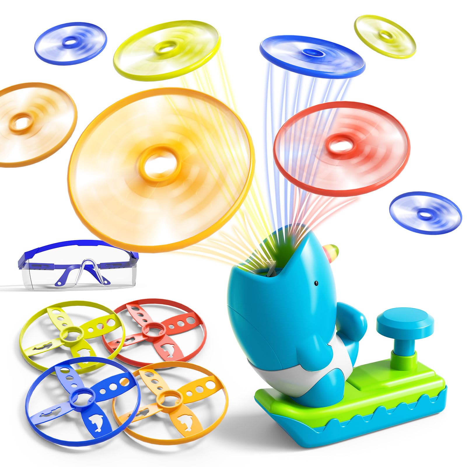 Watudou 29 Pcs Flying Disc Launcher Outdoor Indoor Game Toys Gifts For 3 4 5 6 Year Old Boys Kids, Outdoor Outside Game Toys For